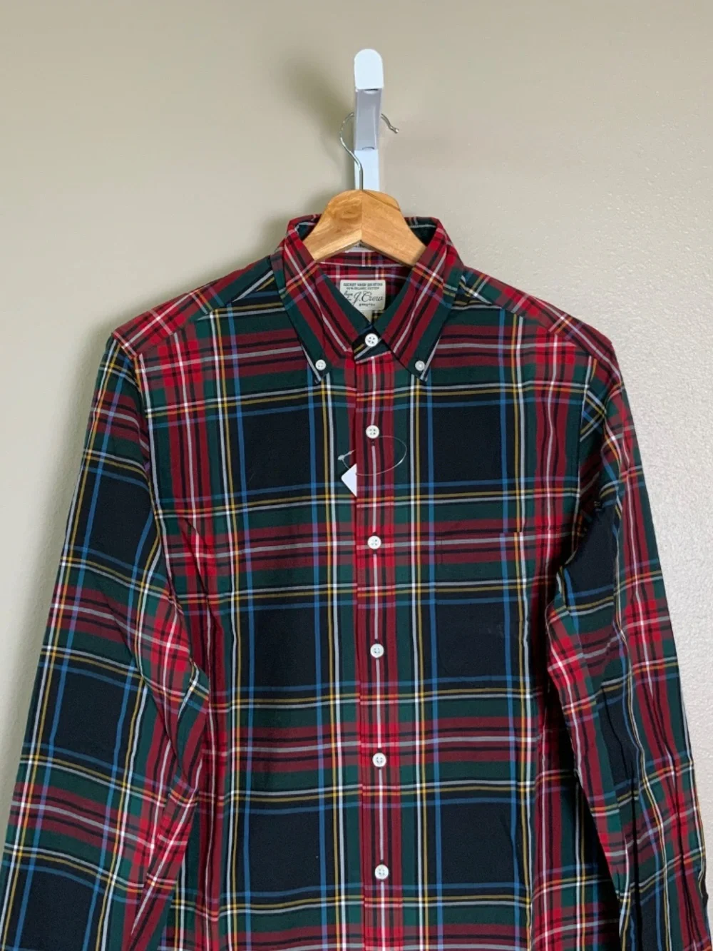 J. Crew Classic Stretch Secret Wash Stewart Tartan Organic Cotton Oxford Shirt
